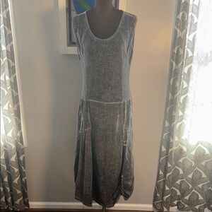 Inizio Made in Italy Denim Blue Cotton & Linen Dress SZ XL